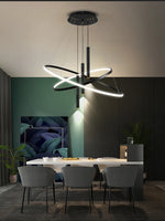 lampe suspendue moderne scandinave anneau métallique noir blanc doré salon chambre