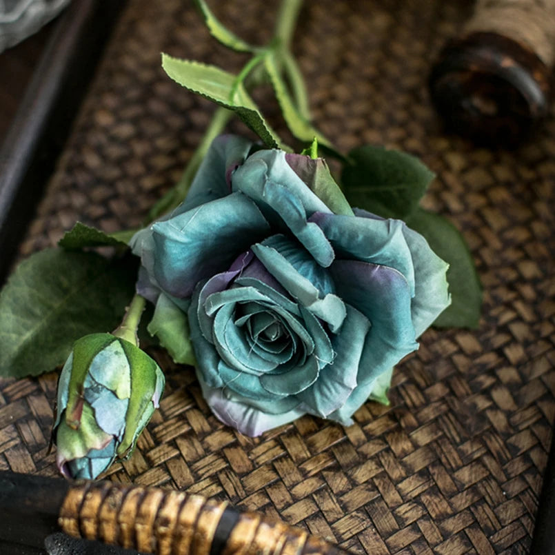 décoration extérieure bouquet roses artificielles feuilles vertes mariage anniversaire baby shower réaliste