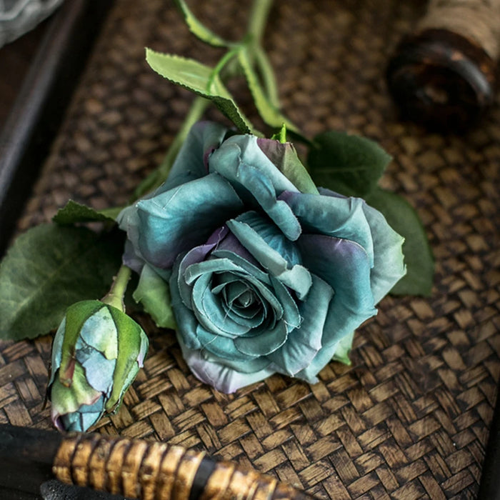 décoration extérieure bouquet roses artificielles feuilles vertes mariage anniversaire baby shower réaliste