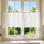 rideau blanc dentelle classique translucide ondulé 153x46cm cuisine décoration maison fenêtre