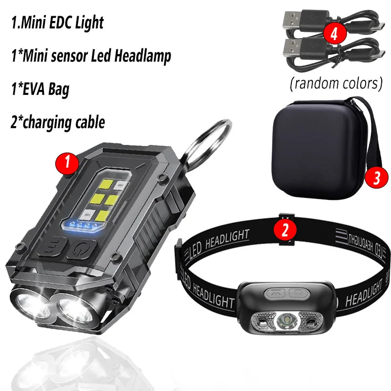 lampe torche multifonction rechargeable led noire intense modifiable modernisée porte clés aimant usbc
