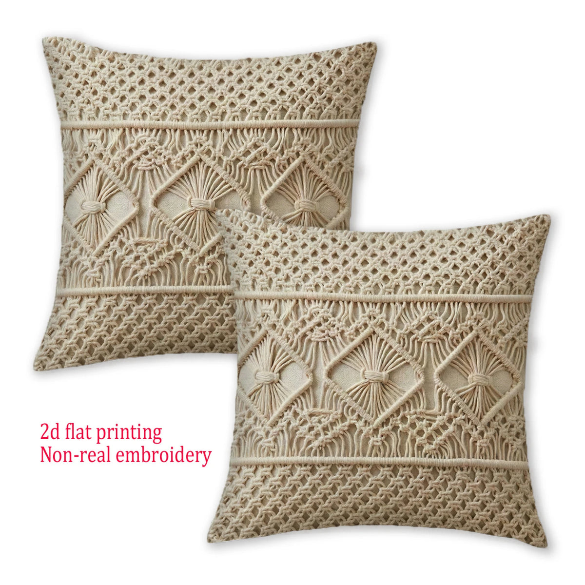 coussins beige broderie géométrique polyester zipper 40x40cm 45x45cm 50x50cm 60x60cm