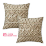 coussins beige broderie géométrique polyester zipper 40x40cm 45x45cm 50x50cm 60x60cm