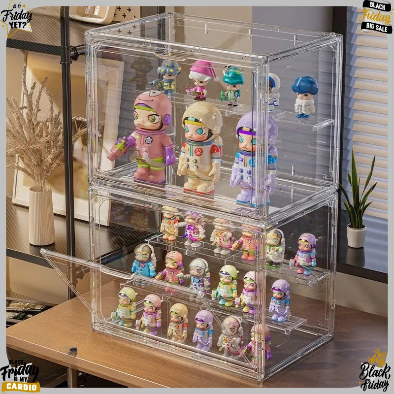 boîte rangement transparente moderne figurines collection empilable respectueux environnement plastique sans bpa