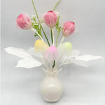 bouquet fleurs artificiel rose blanc feuilles vertes vase blanc moderne déco