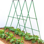 support plante grimpante métal vert structure triangulaire jardinage utilitaire fixations liens noirs croissance concombre