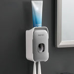 distributeur dentifrice automatique blanc noir moderne pratique adhésif salle bain hygiène oral plastique rechargeable