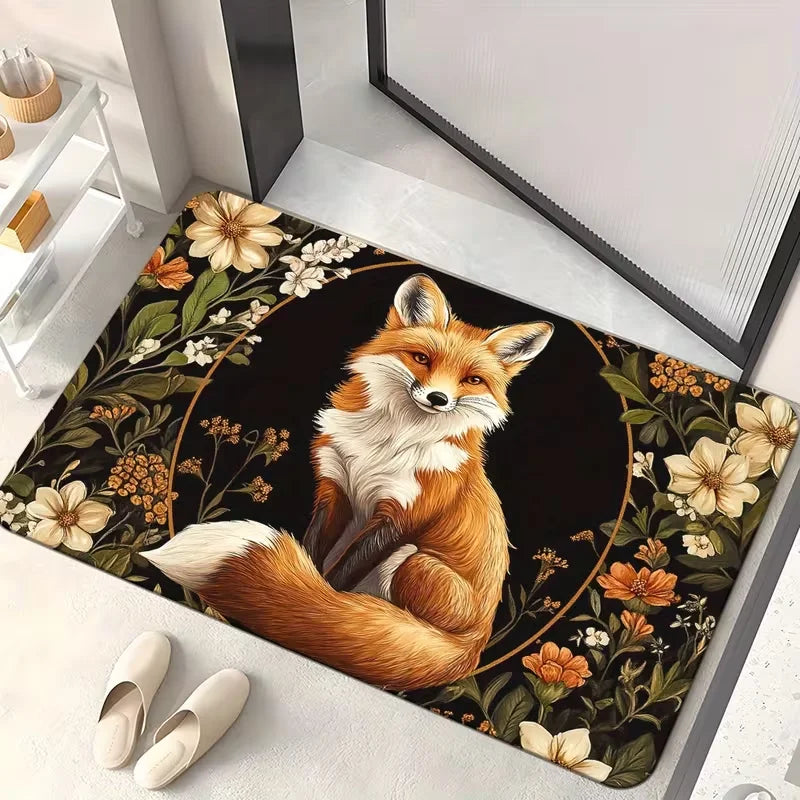 tapis moderne antidérapant polygone feuilles animaux salon entrée sol bain orange blanc vert bleu