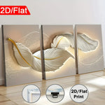 peinture abstraite moderne toile feuilles stylisées cadre doré salon chambre blanc grisclair