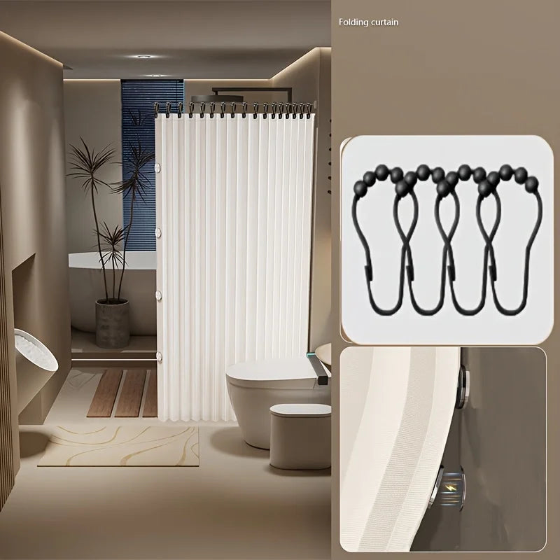 rideau douche gris rayures vertical adhésif moderne salle bain polyester durable decoration accessoire