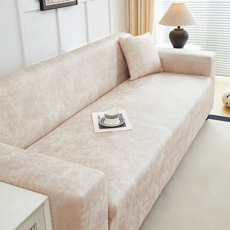 Housse canapé marron texture cuir moderne adhésif lavage machine tout compris