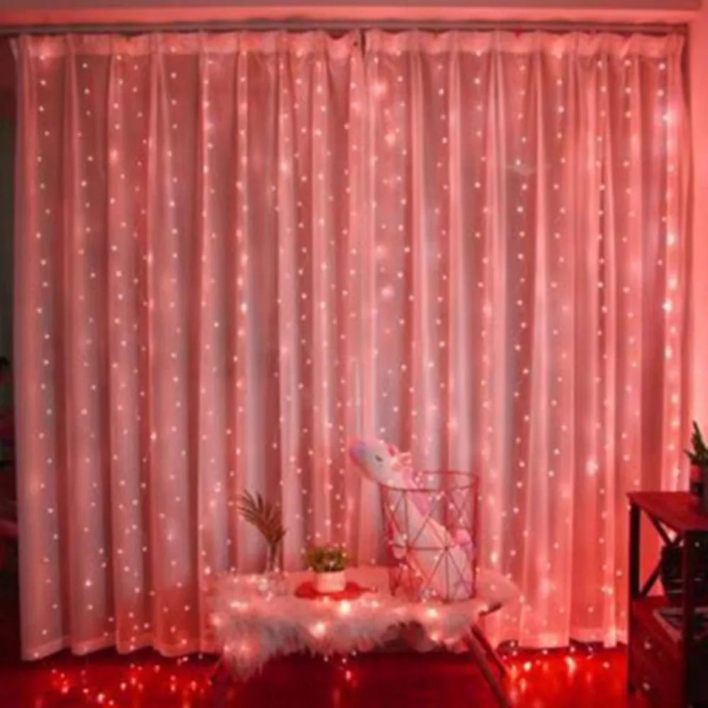 rideau lumineux led blanc chaud rose bleu 300leds télécommande câble usb moderne décoration extérieure