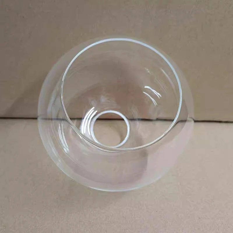 boule verre transparente ambre gris moderne anneau métallique suspension plafonnier lustre minimaliste
