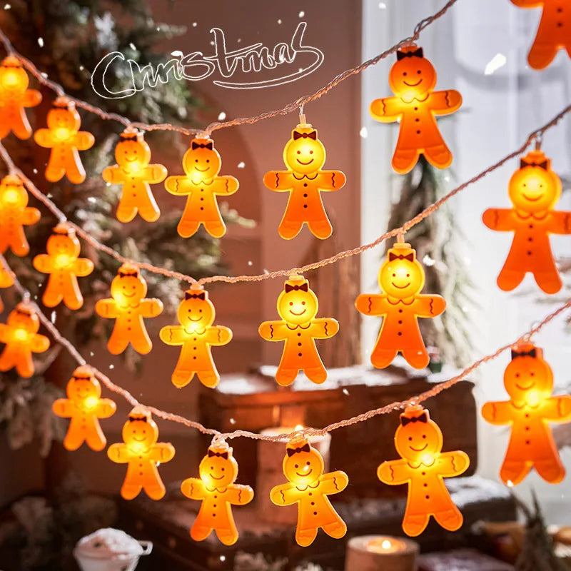 guirlande lumineuse noël père noël souriant orange noeuds papillons led festif