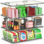 boîte rangement compartiments transparente organisateur thé imperméable moderne minimaliste clips