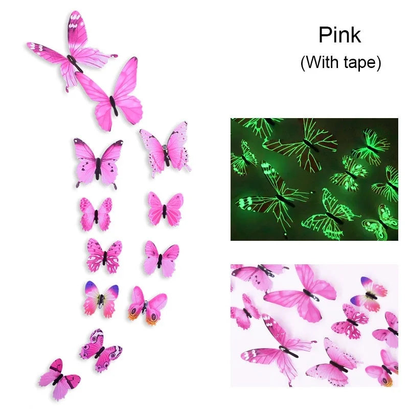 décoration murale papillons 3d adhésifs double face couleurs vives imprimé détaillé réaliste vert rose