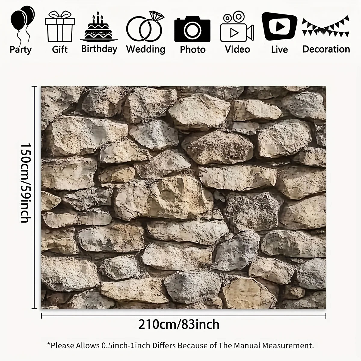 papier peint mur rustique pierres naturelles beige gris anniversaire mariage baptêmeextérieurintérieur