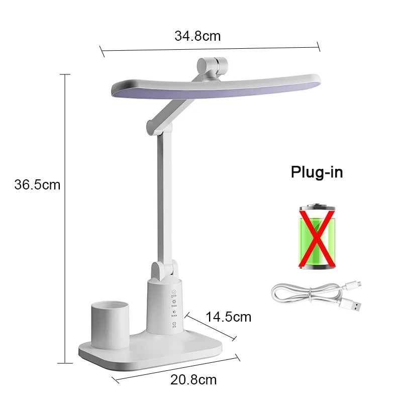 lampe rechargeable led moderne blanc mat porte crayons interrupteur tactile support smartphone