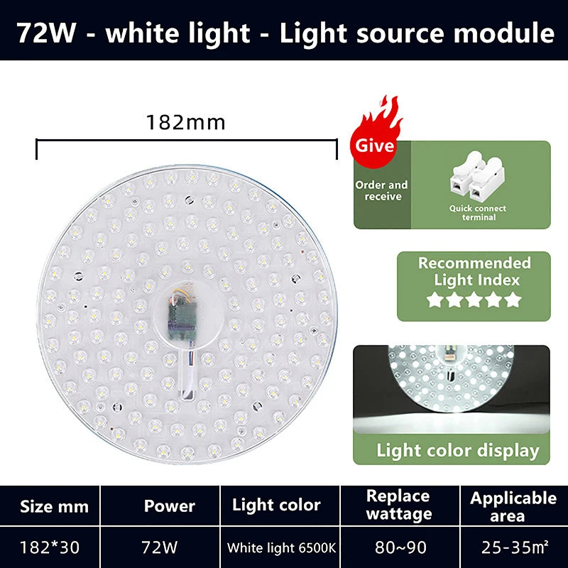 plaque led adhésive blanc moderne 12w 18w 24w 36w 48w 72w 220v rond diodes