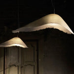 lampe suspendue moderne blanc beige tissu frisé opacité câble led chambre salon