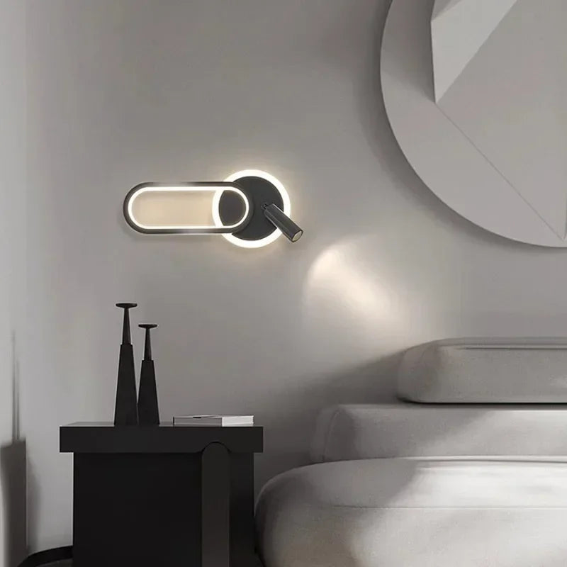 lampe murale moderne led noir blanc doré contemporaine minimaliste géométrique base diffuseur câble alimentation