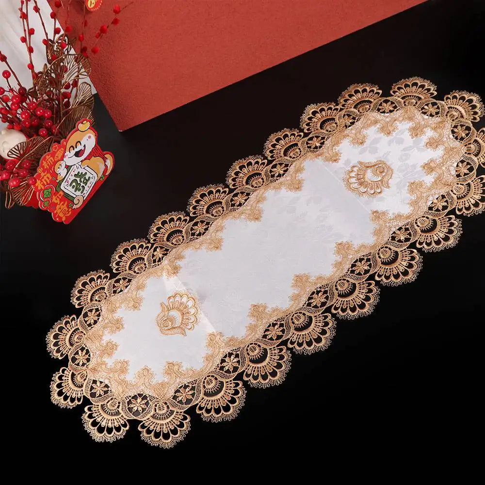 serviette table brodée florale gris clair doré classique réutilisable polyester