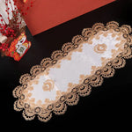 serviette table brodée florale gris clair doré classique réutilisable polyester