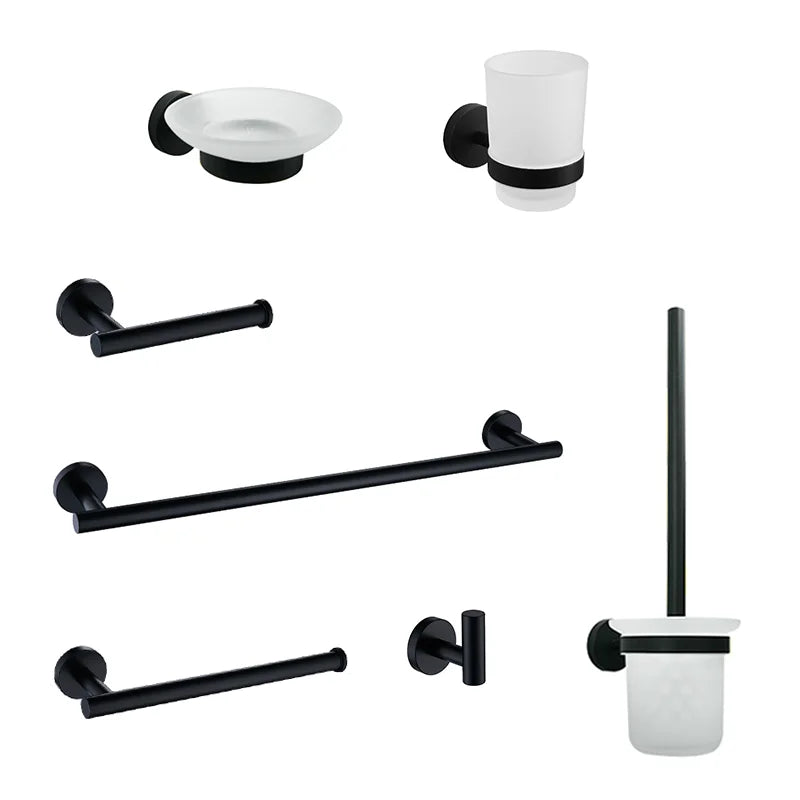accessoires salle bain noir moderne porte serviettes papier toilette porte robe porte savon tasse