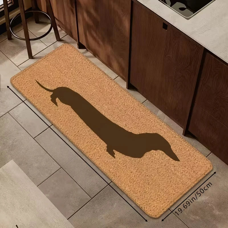 tapis sol marron chien silhouette moderne antidérapant polyester 40x60cm 50x80cm