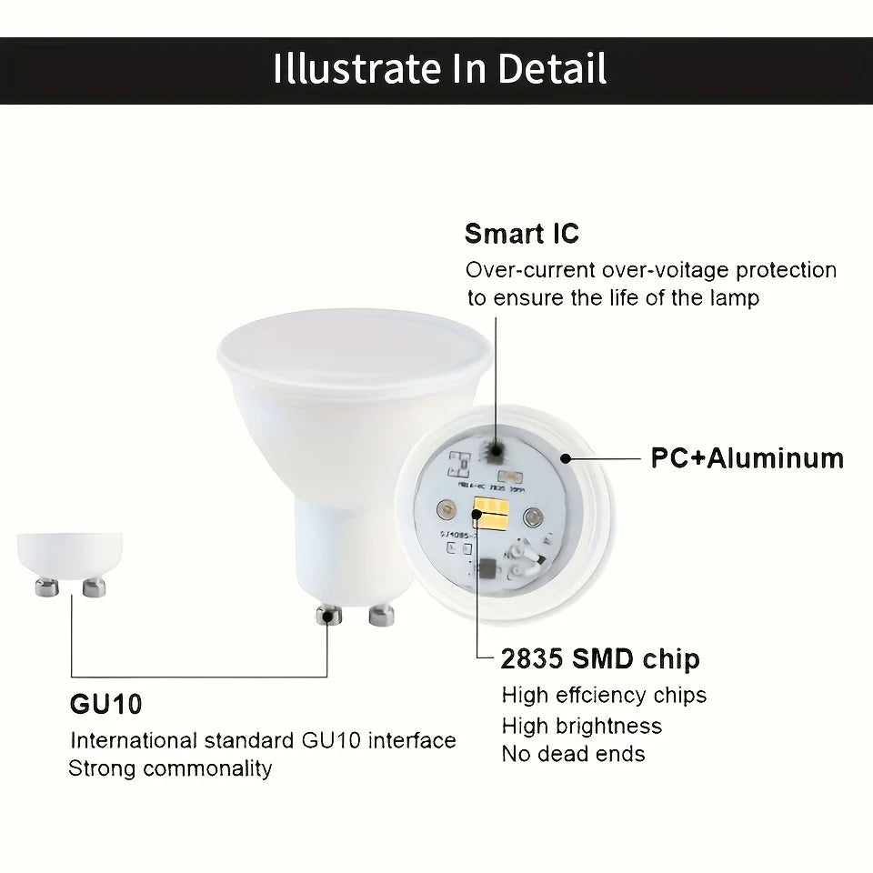 Ampoule LED GU10 6W 9W 12W 180° Blanc Opale Moderne Salon 50000h