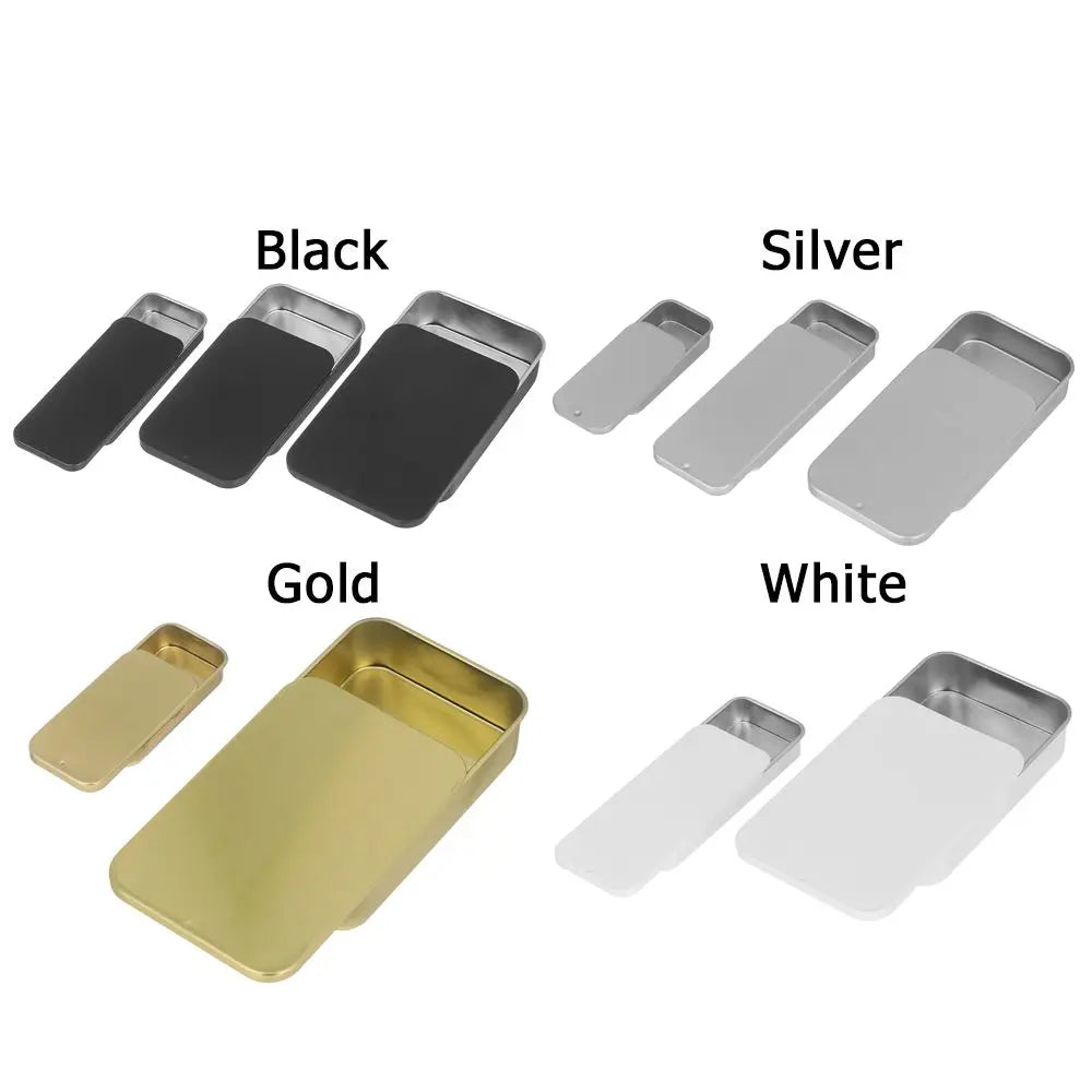 boîtes métalliques rectangulaires or blanc rose doré noir argent minimalistes respectueuses environnement organisatrices cosmétiques