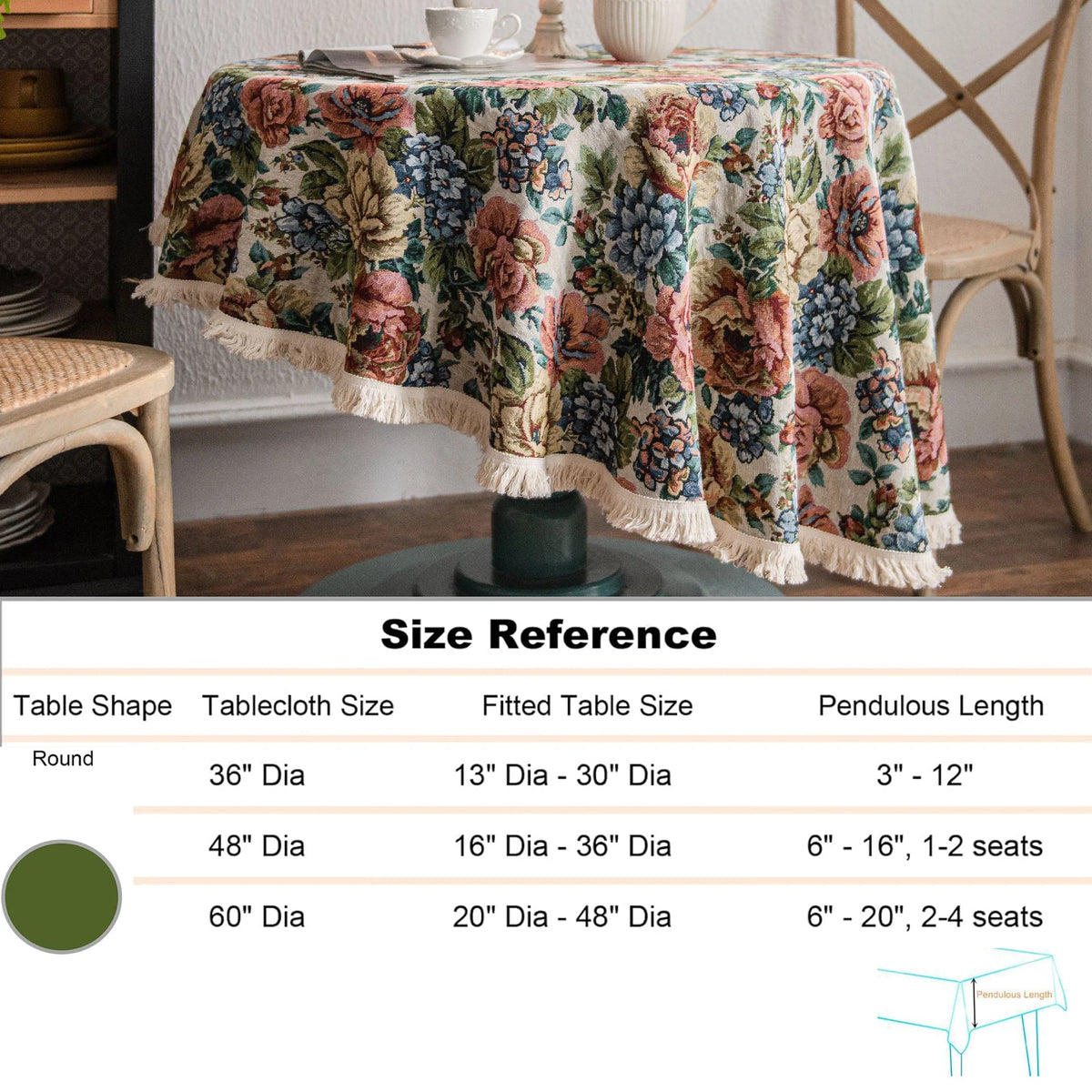 Nappe table multicolore florale classique maison fête mariage noël diamètre 60inch