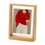 cadre photo moderne transparent double face bois naturel couleurs vives illustrations personnes