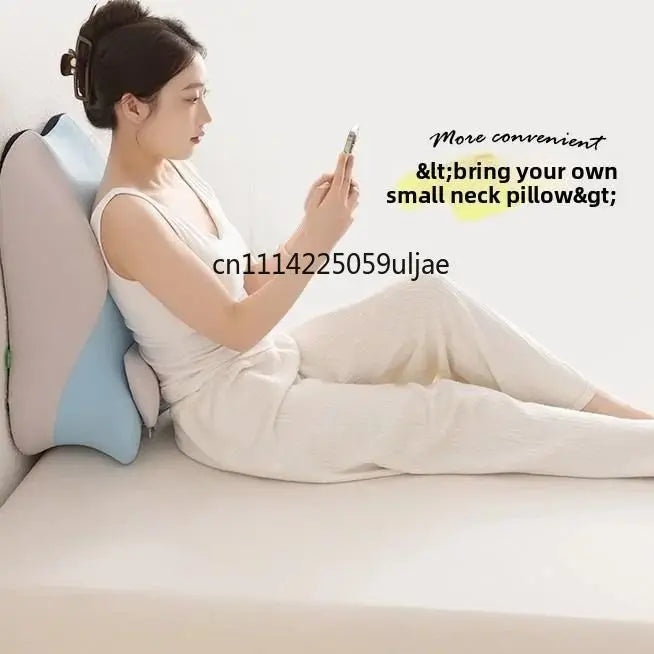 coussin multifonctionnel mousse mémoire forme polyester bleu clair gris clair texture douce ergonomique hypoallergénique