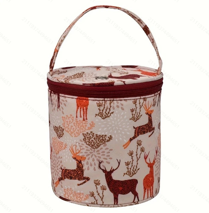 sac main rond polyestère réutilisable multi usages vert rose patchwork vintage fleur animal gravures