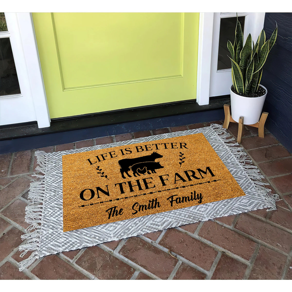 tapis d'entrée marron clair imprimé noir animaux antidérapant résistant extérieurintérieur