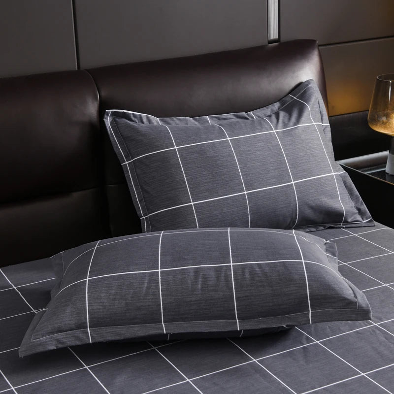 taies d'oreiller rectangulaires bleu clair gris motifs géométriques moderne non toxique 100 polyester 48x74cm