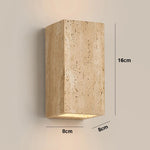 applique murale moderne minimaliste pierre travertin beige clair éclairage led intérieur extérieur hydrofuge
