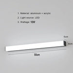 lampe miroir led blanche rectangulaire moderne salle bain chambre éclairage mural