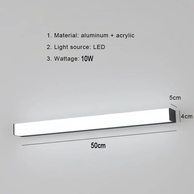 lampe miroir led blanche rectangulaire moderne salle bain chambre éclairage mural