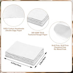 feuilles aquarelle blanc fleurs bleues texture rugueuse artisanal 300gsm clips pinceaux palette peinture boîte