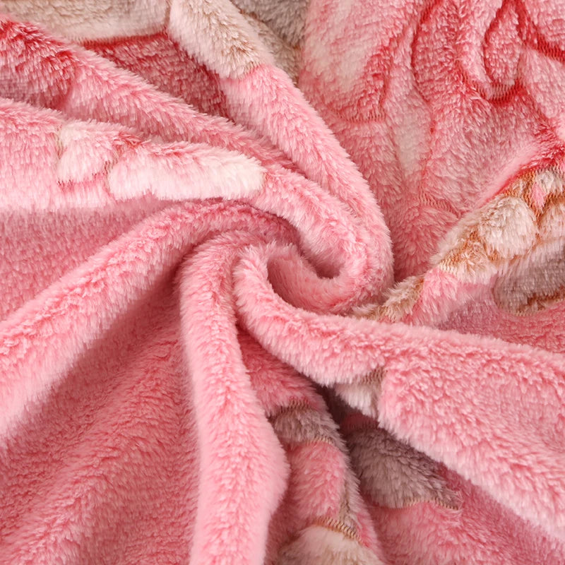 couverture polaire fleur rose printemps automne portable qualité hospitalière hôtelière voyage maison