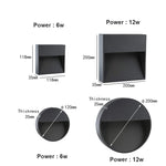 applique murale led étanche moderne 6w 12w noir aluminium