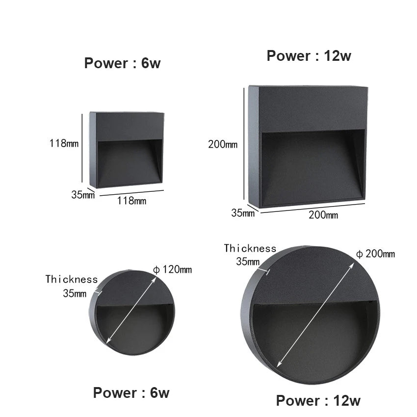 applique murale led étanche moderne 6w 12w noir aluminium
