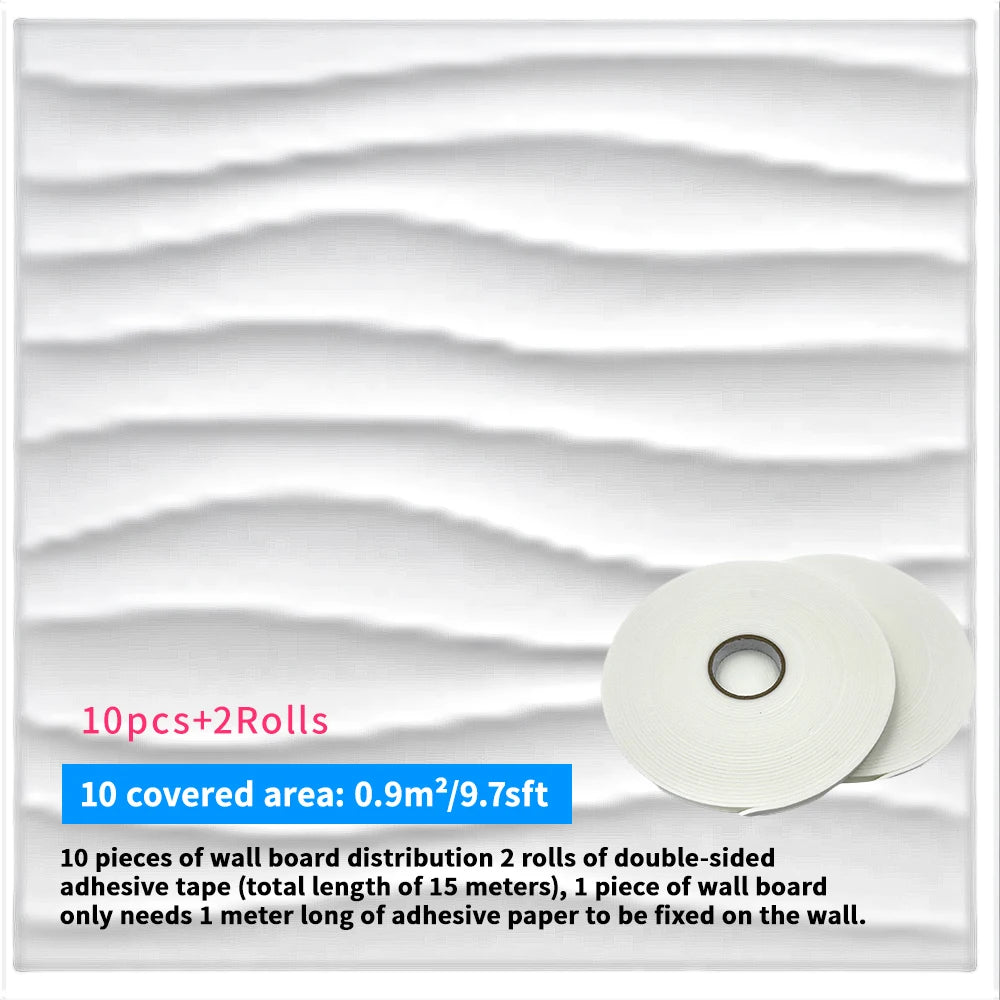 panneau decoratif 3d ondule moderne pvc blanc resistant adhésif salle bain chambre auto collage