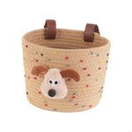panier vélo enfant tissé beige rose points créatif clips chien