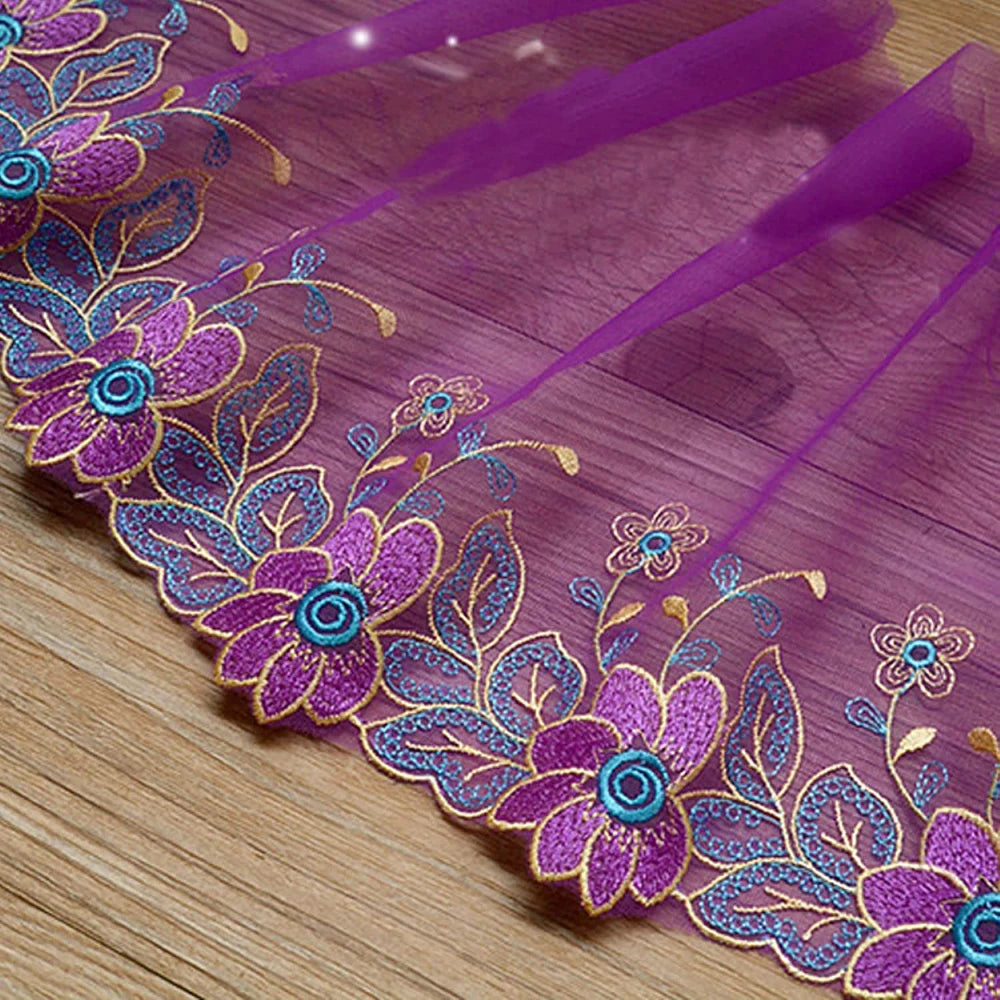 jupe violette broderie florale élégante polyester mariage 21cm large opaquement