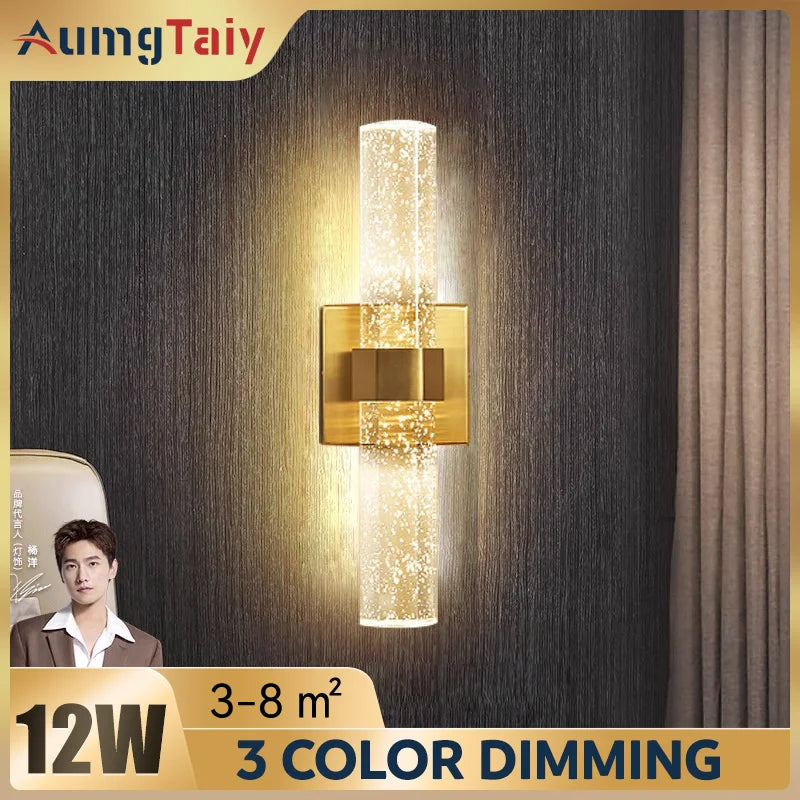 lampe murale contemporaine dorée transparente led moderne chambre salon decorationintérieur