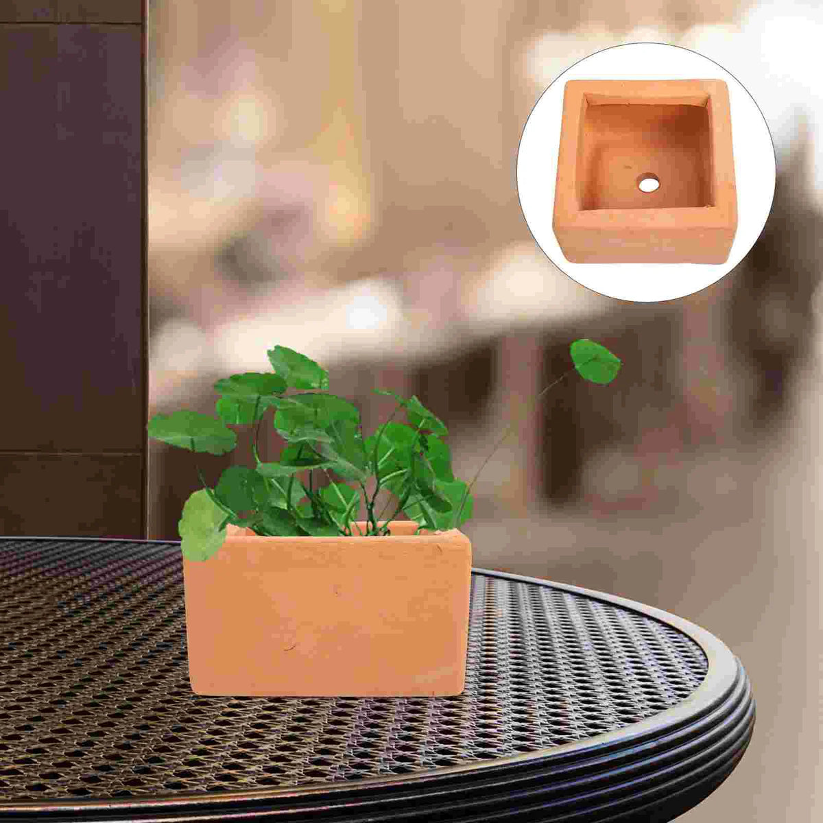 cache pot carré orange terracotta texture naturelle minimaliste moderne pot plantes vertes succulents durable