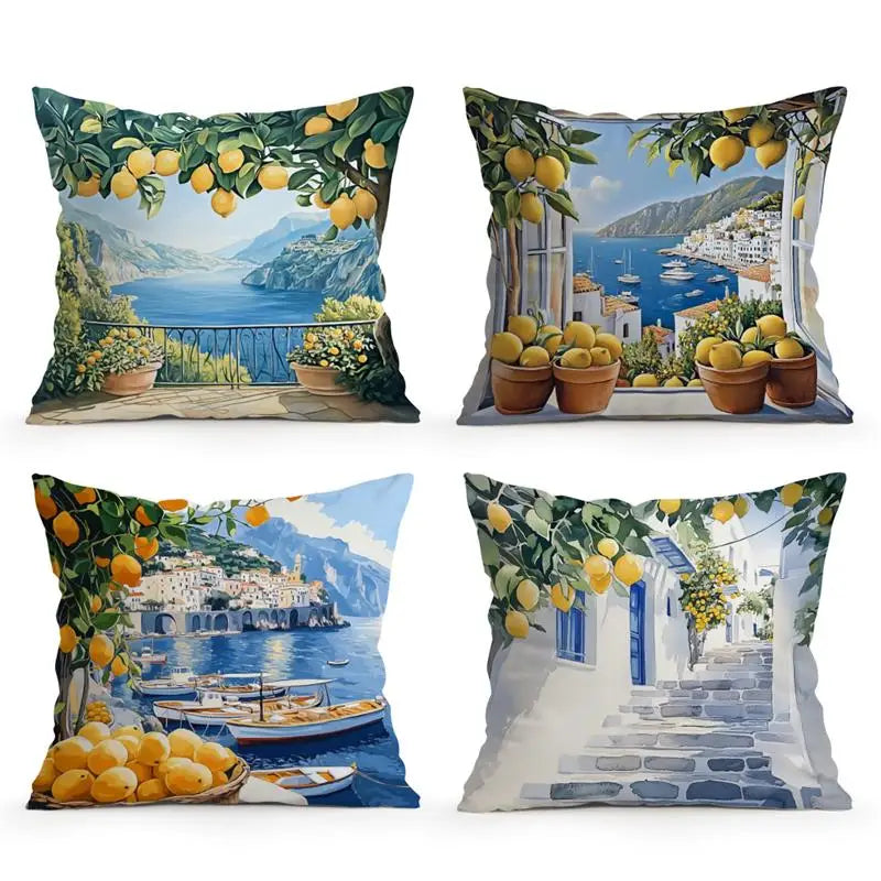 taies d'oreiller polyester citron vintage naturel fleurs blanches couleurs vives décoration maison jacinthe